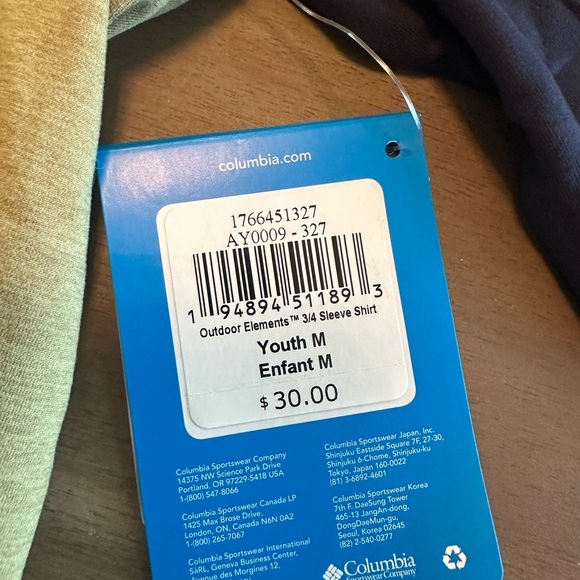 NWT Youth Boys Columbia long sleeve shirt - size 10/12 - Picture 2 of 4